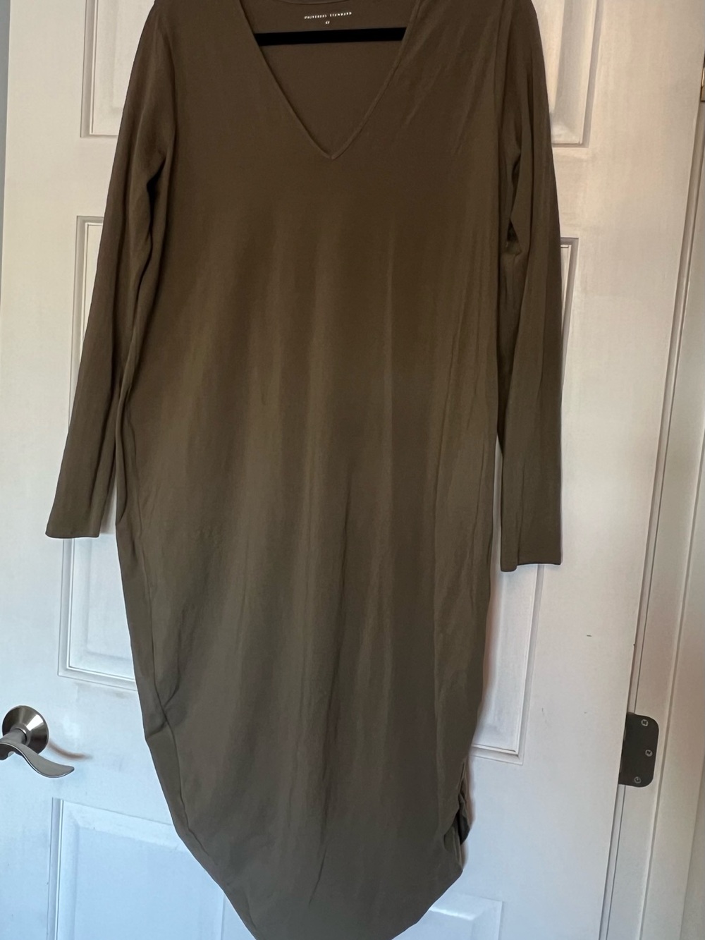 Universal Standard Olive V-Neck Long Sleeve Dress